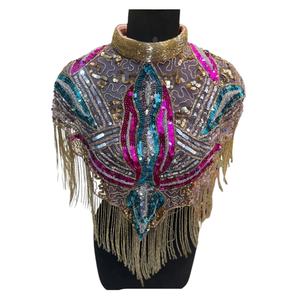 2025 Women's Handmade 100% Cotton Velvet Cape High Quality Fashion Beaded Lace Decoration Wholesale Price for Export - Product Image 1