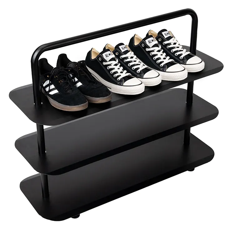 Jh-Mech Schoenopslag Stapelbare Stevige Metalen Staande Verticale Plank Organizer 9 Paar Schoenen Zwart 3 Tier Metalen Schoenenrek