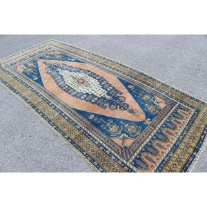 Tapis turc vintage 4,9x11,1 pieds, tapis camouflage bleu - Product Image 3