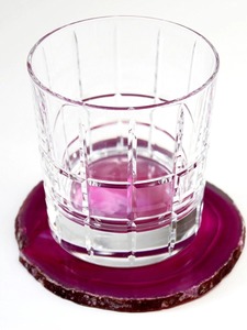 Round Natural <b>Agate</b> Slice <b>Coasters</b> with Polished Metallic Trim Eco-Friendly Love & Religious Style Premium <b>Coaster</b> Set - Product Image 5