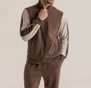 <b>Top</b> Trending <b>Mens</b> 100% Cotton Oversized Brown & Beige Tracksuit Set Unique Solid Soft Cotton Blend Tracksuit Premium Streetwear - Product Image 4