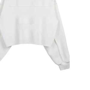 Sudaderas de cuello redondo Chaleco deportivo de manga larga Camisa Coreana de algodón de invierno Tops cortos de punto Sudadera corta con cuello Crop Tops - Product Image 2