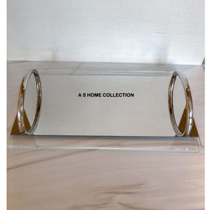 Plateau miroir de service finition argentée pour la maison hôtel et restaurant décor de plats de nourriture plateau moderne plateaux de service en acier inoxydable - Product Image 1