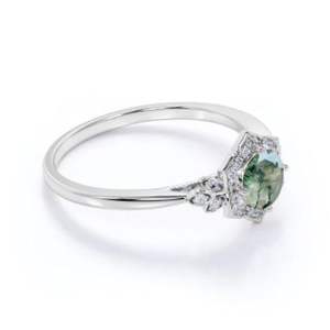 แหวนแต่งงานของผู้หญิงเงินสเตอร์ลิง925เป็นก้อนเกล็ดหิมะอาเกตธรรมชาติทรงรีสำหรับงานเลี้ยง - Product Image 4