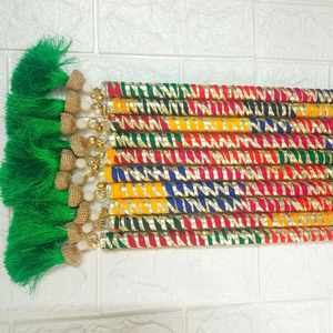 Vibrant MultiColor <b>Dandiya</b> <b>Sticks</b> With Green Tassels & Bells For Navratri, Garba, Wooden <b>Sticks</b>, <b>Dandiya</b> Raas, Folk Dance Gift - Product Image 1