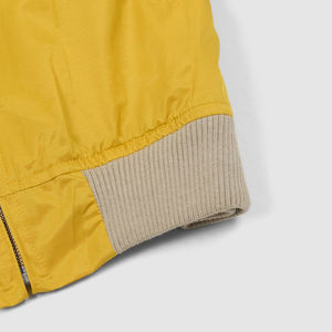 Veste coupe-vent légère jaune pour homme, col chemise, fermeture éclair intégrale, vêtement d'extérieur décontracté, bordure côtelée contrastée, mode printemps - Product Image 5