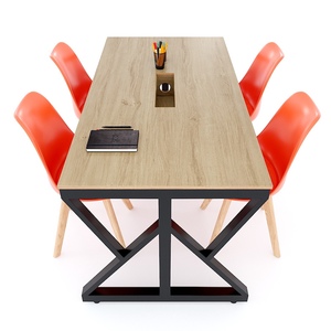 Kconcept HBKC041 160x80cm Industrial Modern Style Plywood Conference <b>Table</b> with Iron Legs for <b>Office</b> or Hotel Use - Product Image 2