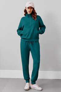 Ensemble de 2 pièces pour les femmes 2024 Ensemble de jogging d'automne à manches longues Ensemble de survêtement à demi-fermeture éclair Ensemble assorti - Product Image 5