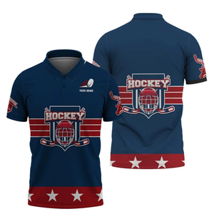 Camisetas de Hockey sobre Hielo Personalizadas para Hombre, con Cuello de Botones, Nombre Personalizado, 100% Poliéster, Secado Rápido, Transpirable, Servicio OEM, Manga Corta - Product Image 5