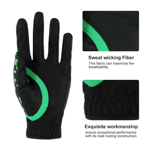 Gants de golf noirs de haute qualité OEM personnalisés en peau de mouton fine microfibre Cabretta cuir respirant équipement de sport - Product Image 2