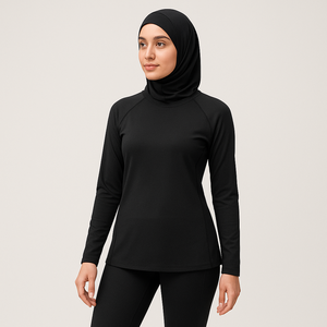 Traje de Baño Musulmán Modesto Islámico para Mujer, Sudadera de Manga Larga, Transpirable, de Secado Rápido, Elástico en Cuatro Direcciones, Ligero, Talla Grande, para Hacer Ejercicio - Product Image 1