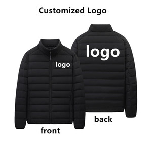 Customized Brand Logo <b>Light</b> Down Coat <b>Jackets</b> for <b>Men</b> Solid Waterproof Warm Outdoor Bubble Puffer Down Coats - Product Image 3