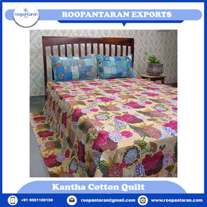 Último Diseño en Algodón Orgánico Kantha, Fabricante Indio, Impresión a Mano, Tamaño Queen, Precio Económico en Oferta - Product Image 6