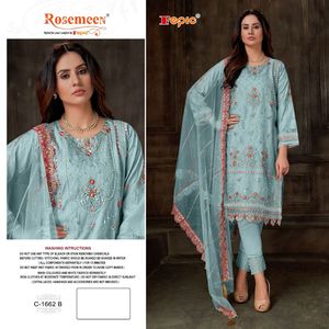 Elegance Bloom Organza ethnique brodé de style traditionnel pakistanais Salwar Kameez artisanal pour les fêtes - Product Image 5