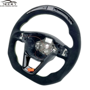 <span class=keywords><strong>Volante</strong></span> <span class=keywords><strong>Deportivo</strong></span> Ever-Carbon Racing ECR Personalizado en Cuero de Ante con LED para <span class=keywords><strong>Fiat</strong></span> 500 Abarth - Product Image 2
