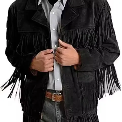 Veste de style Cowboy en cuir suédé de style occidental de haute qualité pour hommes 100% veste en cuir véritable
