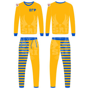 Custom Sigma Gamma Rho Sorority venta al por mayor de algodón sólido de manga larga ropa de dormir cómoda de talla grande conjunto de dos piezas para pijamas de mujer - Product Image 4