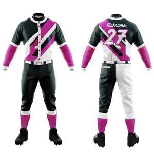 Sublimación personalizada Adultos Béisbol/Softball Uniformes 100% Poliéster Transpirable Secado rápido Cuello en V Tallas grandes Paquete Logotipo personalizado - Product Image 4