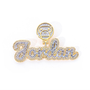Colgante personalizado de moissanita estilo hip hop con nombre y rostro de caricatura, en tono oro amarillo, con letras incrustadas, para hombre, estilo de lujo. - Product Image 6
