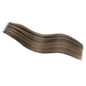 <b>Tape</b> Hair Extensions 8 Inch Remy Indian Human Hair 12A Grade Dark <b>Brown</b> & Dirty Blonde Mix - Product Image 4