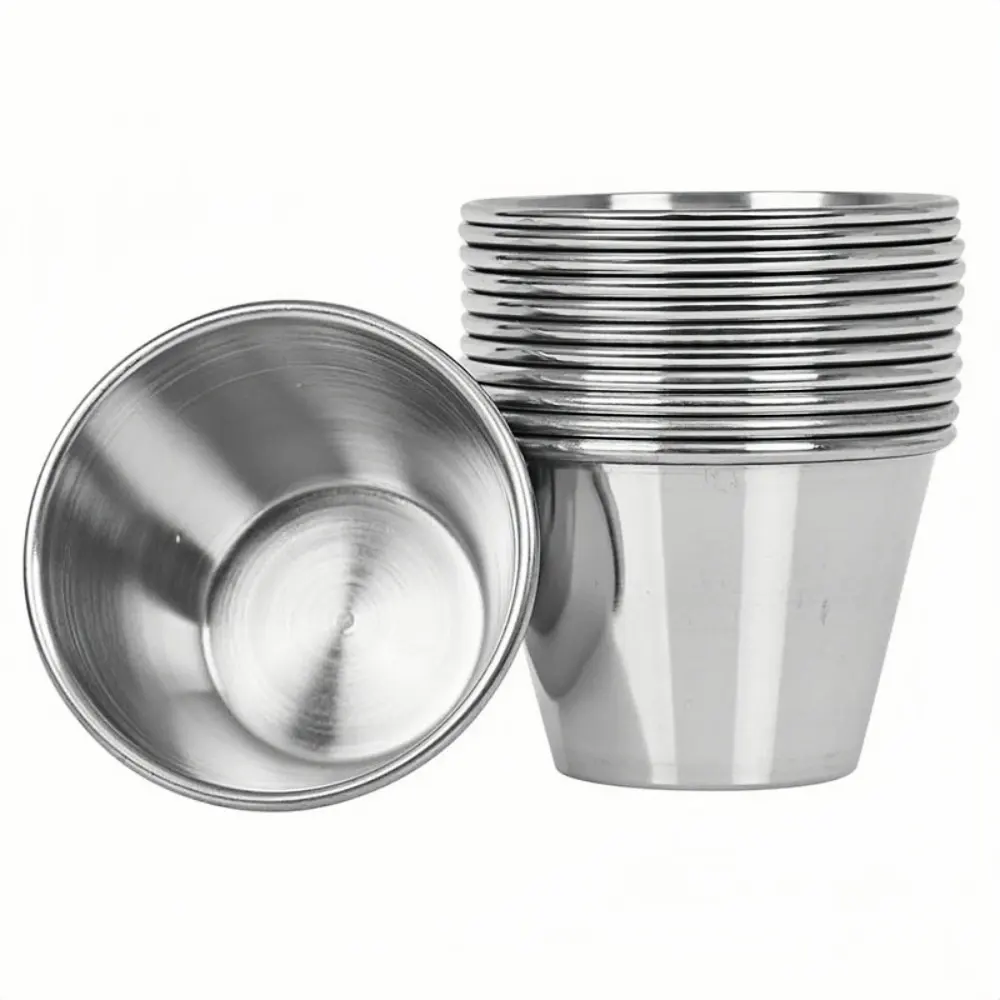 Stainless Steel Sauce Bowl Round Seasoning Dishes Saucers Bowl Mini Appetizer Plates, Saucers Dishes Sushi Dipping Bowel