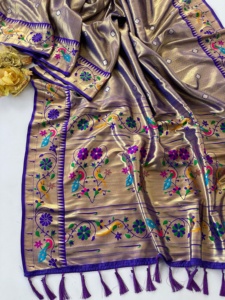 Belle tenue occasionnelle Style moderne Meilleur pur tissu doux soie Saree Blouse avec Mor paon frontière travail exportateur mondial - Product Image 3