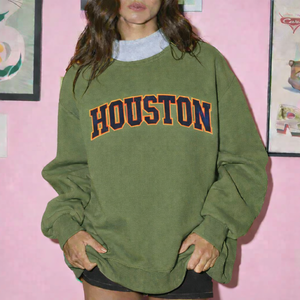 Sudadera Holgada con Cuello Alto Estampada para Mujer, Ropa Casual de Invierno, Tejido Suave y Acogedor con Insignia y Lentejuelas - Product Image 2