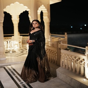 Fashionable Stylish Georgette With Sequins Embroidery Saree Manufacturer And <b>Supply</b> From Surat At Lowest Rate - Product Image 1