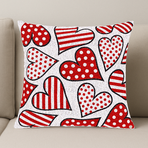 Handmade 2026 Valentines Day Beaded Cushion Cover Heart Shape Bead Embroidery Decorative Pillowcase Factory Direct Supply - Product Image 1