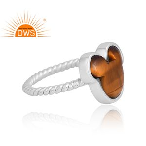 Best Selling 925 Sterling Silver Natural <b>Tiger</b> <b>Eye</b> Yellow Gemstone <b>Ring</b> Custom Design Jewelry For Women Gift For Her - Product Image 4