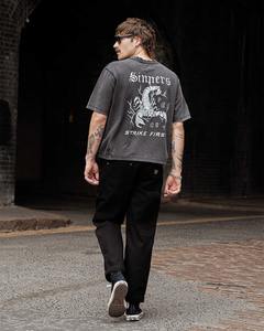 100% coton 220 GSM lavage à l'acide personnalisé surdimensionné t-shirt pour hommes respirant avec impression numérique polyester/coton matériel - Product Image 2