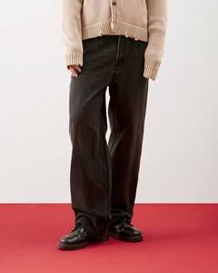 กางเกงยีนส์ผู้ชายเอวกลาง ผ้ายืด/ผ้าฝ้าย ลาย 3 มิติ สไตล์ลำลอง/ทางการ ทรงตรง สีเทาเข้ม ระบายอากาศ ซักเคมี - Product Image 1