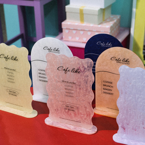 Personalized Pearl Acrylic <b>Desktop</b> Display <b>Stand</b> Custom Logo Elegant Plastic Table Decor Promotional Bulk - Product Image 2