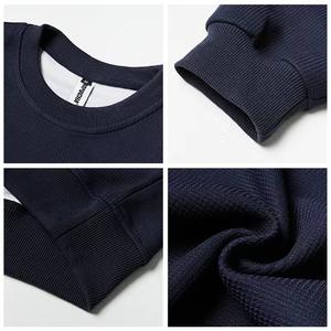 Nueva Sudadera de punto de gofres con cuello redondo de gran tamaño 100% algodón diseño personalizado Sudadera con capucha estampada para hombres para sudaderas con capucha de otoño - Product Image 3