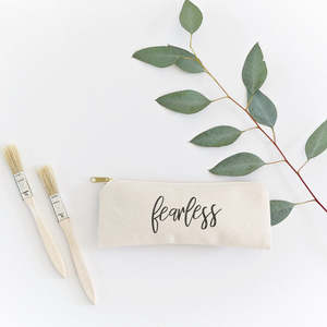 Fearless Large Cotton Canvas Pencil <b>Case</b> Travel Pouch Eco-Friendly Durable Foldable <b>Makeup</b> Bag Letter Portable for Outdoor Use - Product Image 3