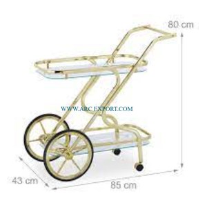 Carrito de servicio de comida para el hogar y hoteles de 2 capas de diseño estándar de alto grado Carros de servicio decorativos grandes de calidad superior - Product Image 2