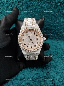 Bijoux de luxe en acier inoxydable pour hommes de haute qualité mouvement automatique Moissanite diamant marque réglage bande à la main cadran nouveau - Product Image 2