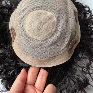 Peluca <span class=keywords><strong>de</strong></span> cabello humano 100% rizado en stock, precio barato, peluca para hombre, postizo <span class=keywords><strong>con</strong></span> base <span class=keywords><strong>de</strong></span> corona <span class=keywords><strong>de</strong></span> seda, sistemas <span class=keywords><strong>de</strong></span> reemplazo <span class=keywords><strong>de</strong></span> cabello - Product Image 4