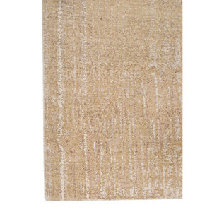 พรมไหมไผ่ผสมขนสัตว์ถักมือลายเอนโทรปี ไอวอรี่ รุ่น AKWB-3598 หนา 10 มม. ลายแบบนามธรรม สำหรับบ้าน ห้องนอน ทางเดิน รูปทรงสี่เหลี่ยมผืนผ้า - Product Image 4