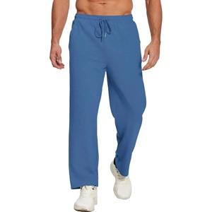 Pantalon ample pour homme à coupe large, avec cordon de serrage, en coton double tricot, coutures plates, idéal pour la gym, le travail physique et les exercices de curling au marteau - Product Image 4