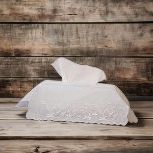 Housse de boîte à mouchoirs en tissu blanc brodée sur mesure, boîte à mouchoirs rectangulaire, bord festonné, coton blanc, décoration pour la maison et l'hôtel - Product Image 1