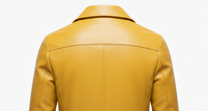 Veste en cuir longue pour homme sur mesure, col en toile, style décontracté de rue, couleur jaune - Product Image 4