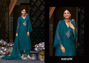 Organza souple de haute qualité Kurta nouveau Design indien et pakistanais vêtements pour adultes broderie travail en gros - Product Image 5