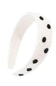 Handmade Black White Beaded Rhinestone Hair Band Good Looking Embroidered <b>Headband</b> Design for Girls Women Wedding Party Style - Product Image 4