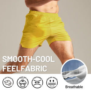 Pantalon court en tricot décontracté et confortable pour hommes, mode estivale, taille élastique, polyvalent, anti-rides, motif solide, OEM - Product Image 3