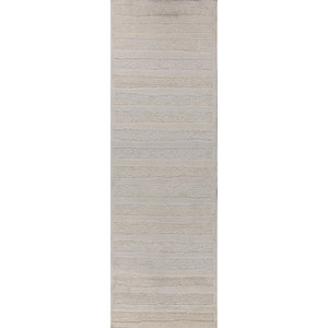 Tapis en laine mérinos noué à la main Zuri Ivory LM-1502, motif abstrait uni, rectangulaire, style Tabriz pour couloir, salon et maison - Product Image 1