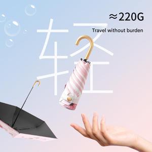 Paraguas Pequeño YU XIN <span class=keywords><strong>de</strong></span> Lujo, Manual, Plegable en Cinco Secciones, Mango <span class=keywords><strong>de</strong></span> Acero Inoxidable con Revestimiento Negro, Protección UV, 6 Varillas, Ultraligero y Resistente al Sol - Product Image 2