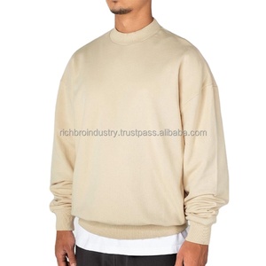Sweats à capuche et sweat-shirts pour hommes avec impression de logo personnalisé sweat-shirt pour hommes Boxy Fitting Mock Neck Cotton Crewneck Shirt Streetwear - Product Image 2