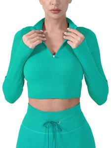 Top Deportivo Corto sin Costuras para Mujer, Nuevo Estilo, Venta al por Mayor, a Prueba de Impactos, Transpirable, Ligero, de Nailon y Elastano, para Fitness - Product Image 4