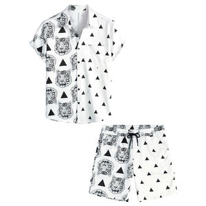 Novedad de verano 2025, conjuntos de ropa de talla grande para hombre, camiseta transpirable de manga corta y pantalones cortos, venta al por mayor OEM - Product Image 1